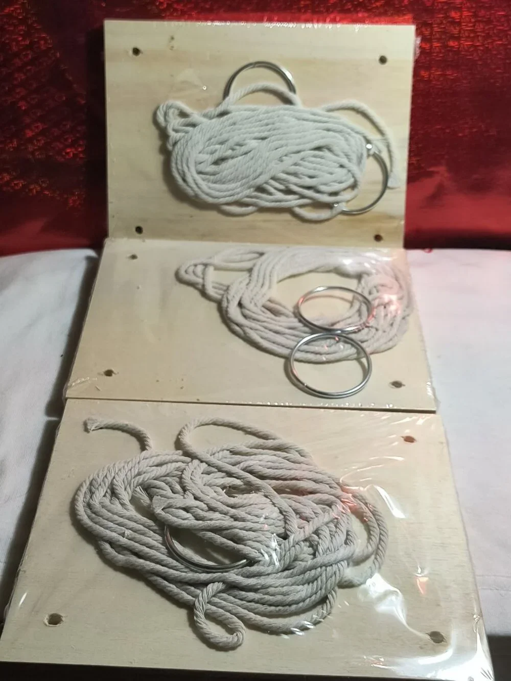 3x Sets (6 Total) DIY Floating Wood Wall Shelf | Boho Hanging Rope & Ring Displa